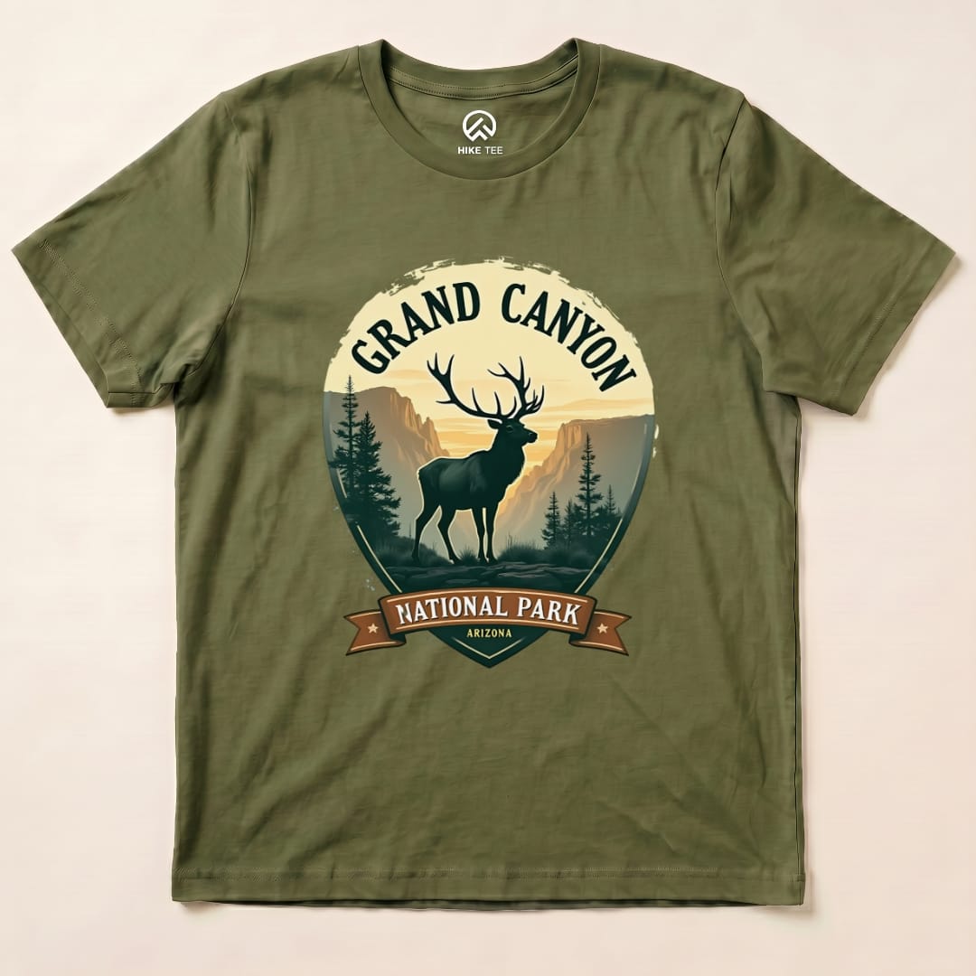 Grand Canyon Elk Shirt Hike Tee T-Shirt Military Green / S