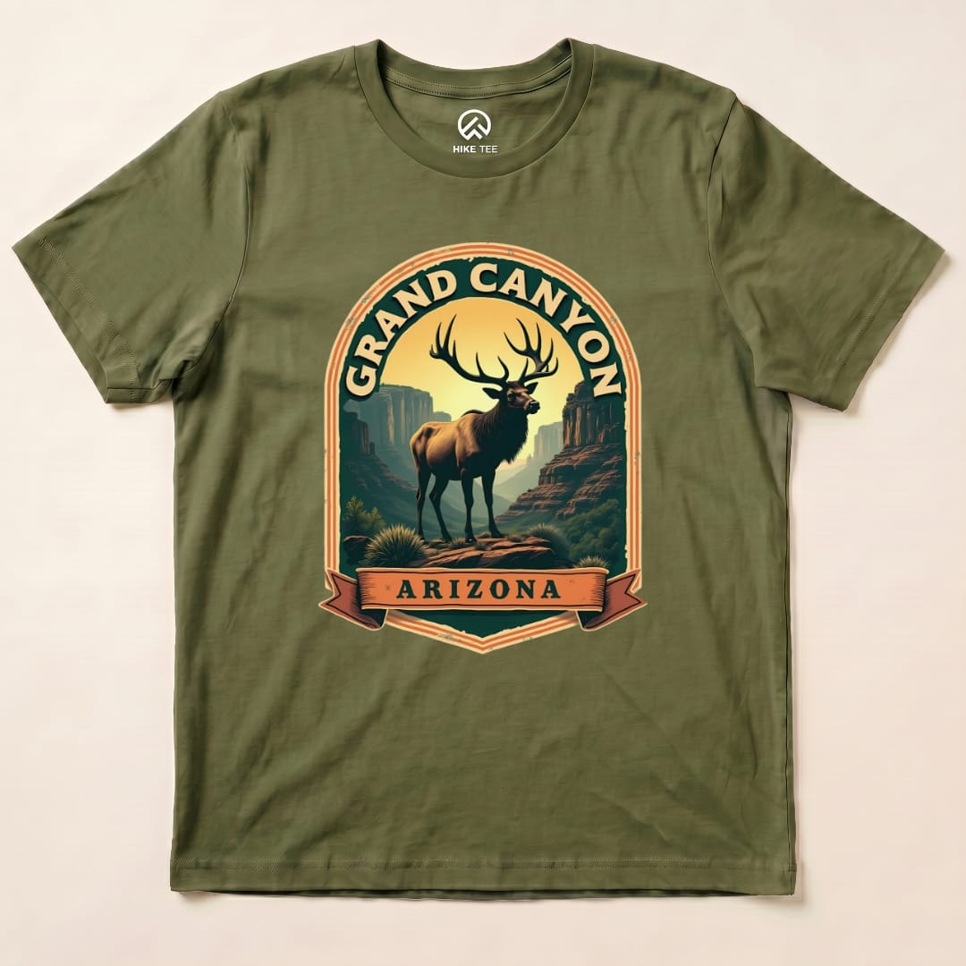 Grand Canyon Elk Shirt Hike Tee T-Shirt Military Green / S