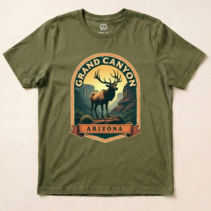 Grand Canyon Elk Shirt Hike Tee T-Shirt Military Green / S