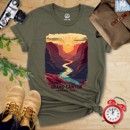 Hike Tee T-Shirt Military Green / S Grand Canyon National Park Shirt