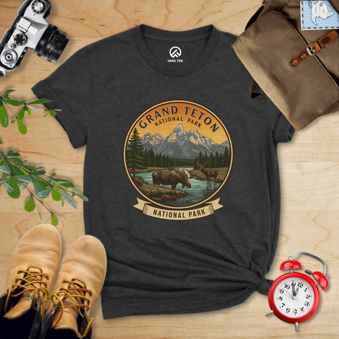 Hike Tee T-Shirt Dark Grey Heather / S Grand Teton Moose Shirt