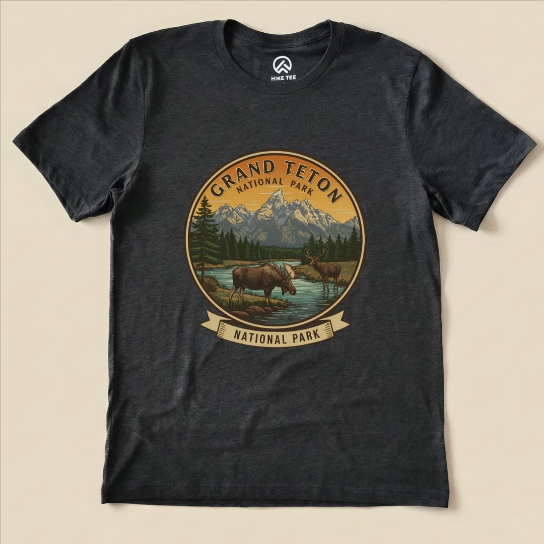Hike Tee T-Shirt Dark Grey Heather / S Grand Teton Moose Shirt