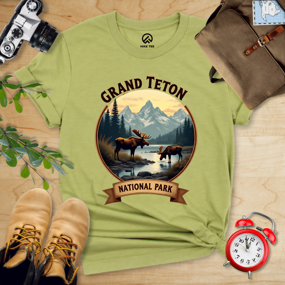 Hike Tee T-Shirt Heather Green / S Grand Teton Moose Shirt