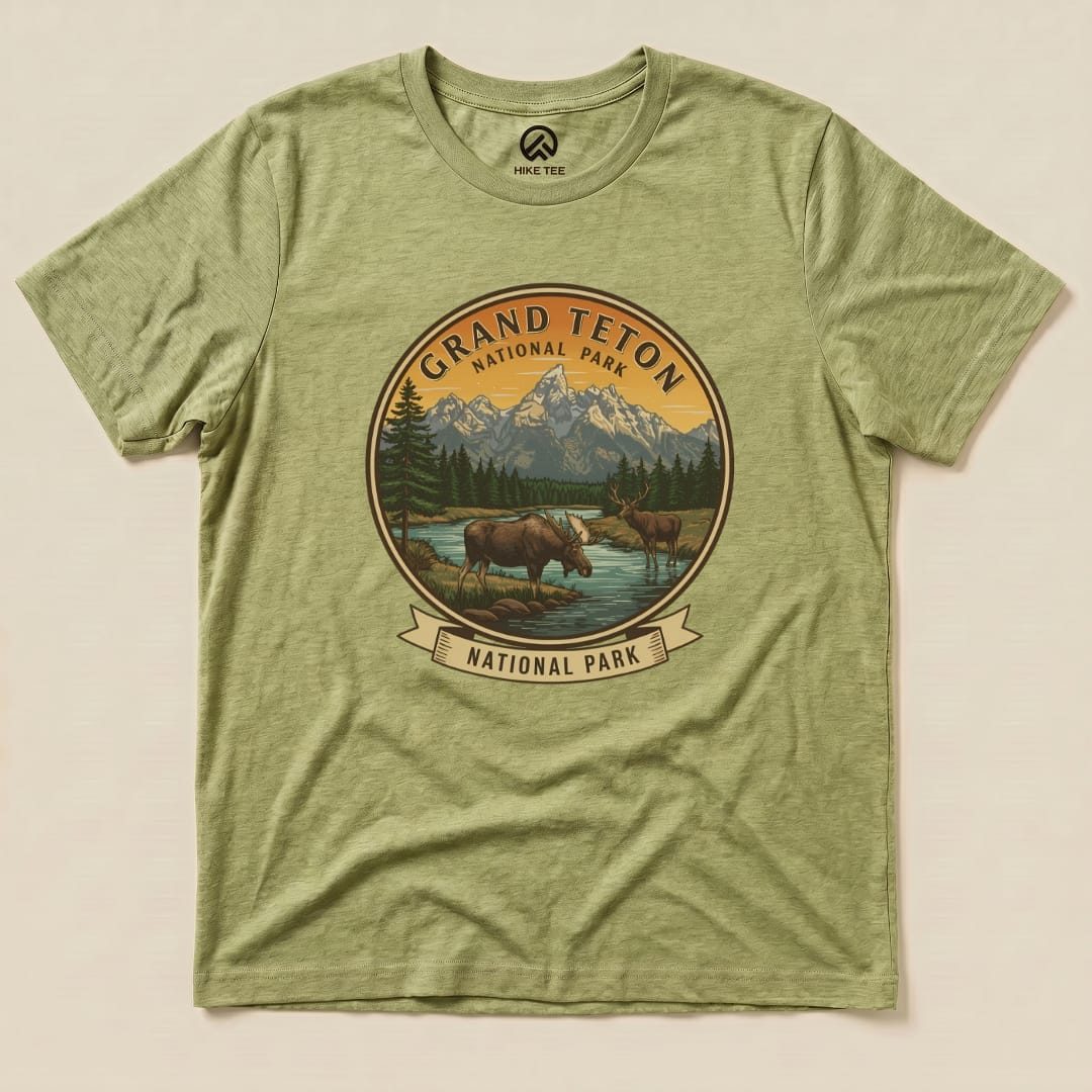 Hike Tee T-Shirt Heather Green / S Grand Teton Moose Shirt