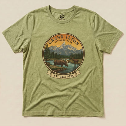 Hike Tee T-Shirt Heather Green / S Grand Teton Moose Shirt