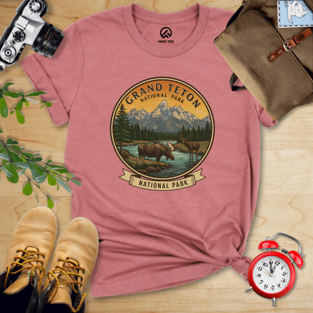Hike Tee T-Shirt Heather Mauve / S Grand Teton Moose Shirt