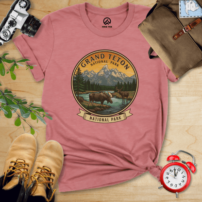 Hike Tee T-Shirt Heather Mauve / S Grand Teton Moose Shirt
