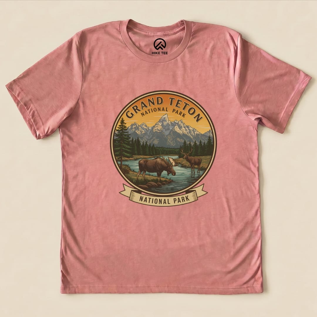 Hike Tee T-Shirt Heather Mauve / S Grand Teton Moose Shirt
