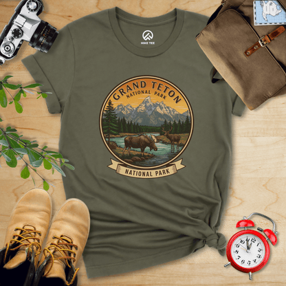 Hike Tee T-Shirt Military Green / S Grand Teton Moose Shirt