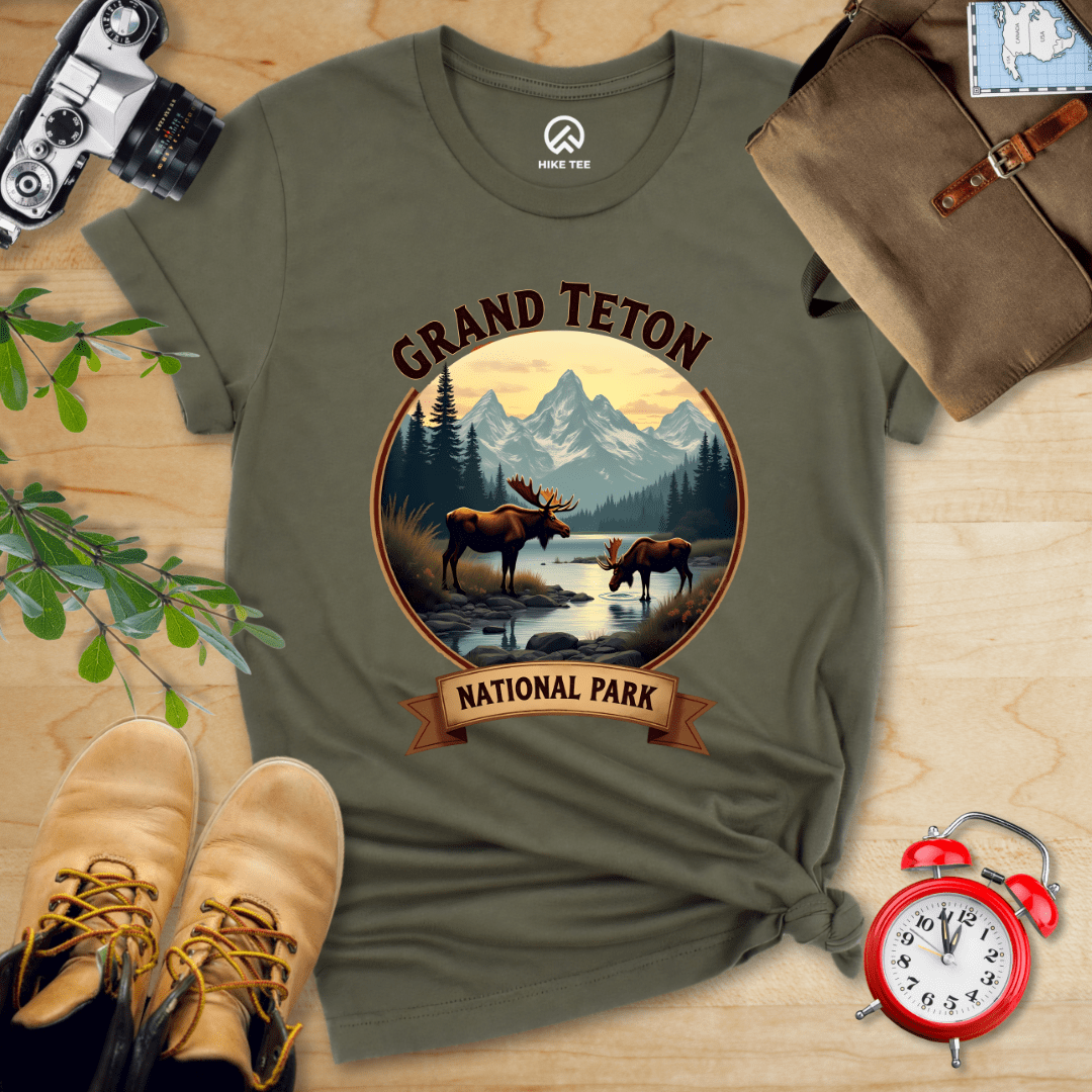 Hike Tee T-Shirt Military Green / S Grand Teton Moose Shirt