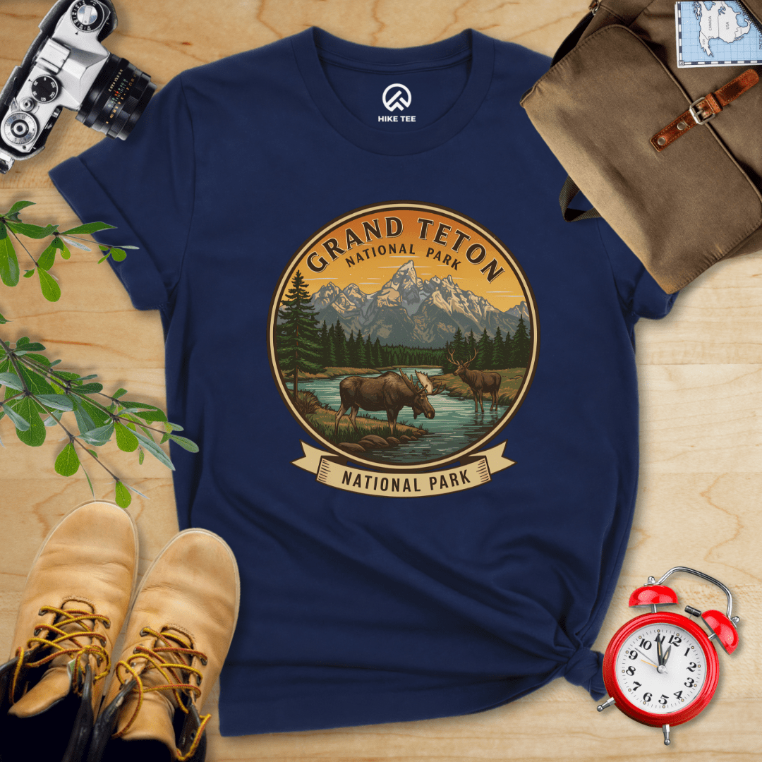 Hike Tee T-Shirt Navy / S Grand Teton Moose Shirt