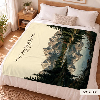 Grand Teton Schwabacher Landing Sherpa Blanket 60x80 on a queen bed