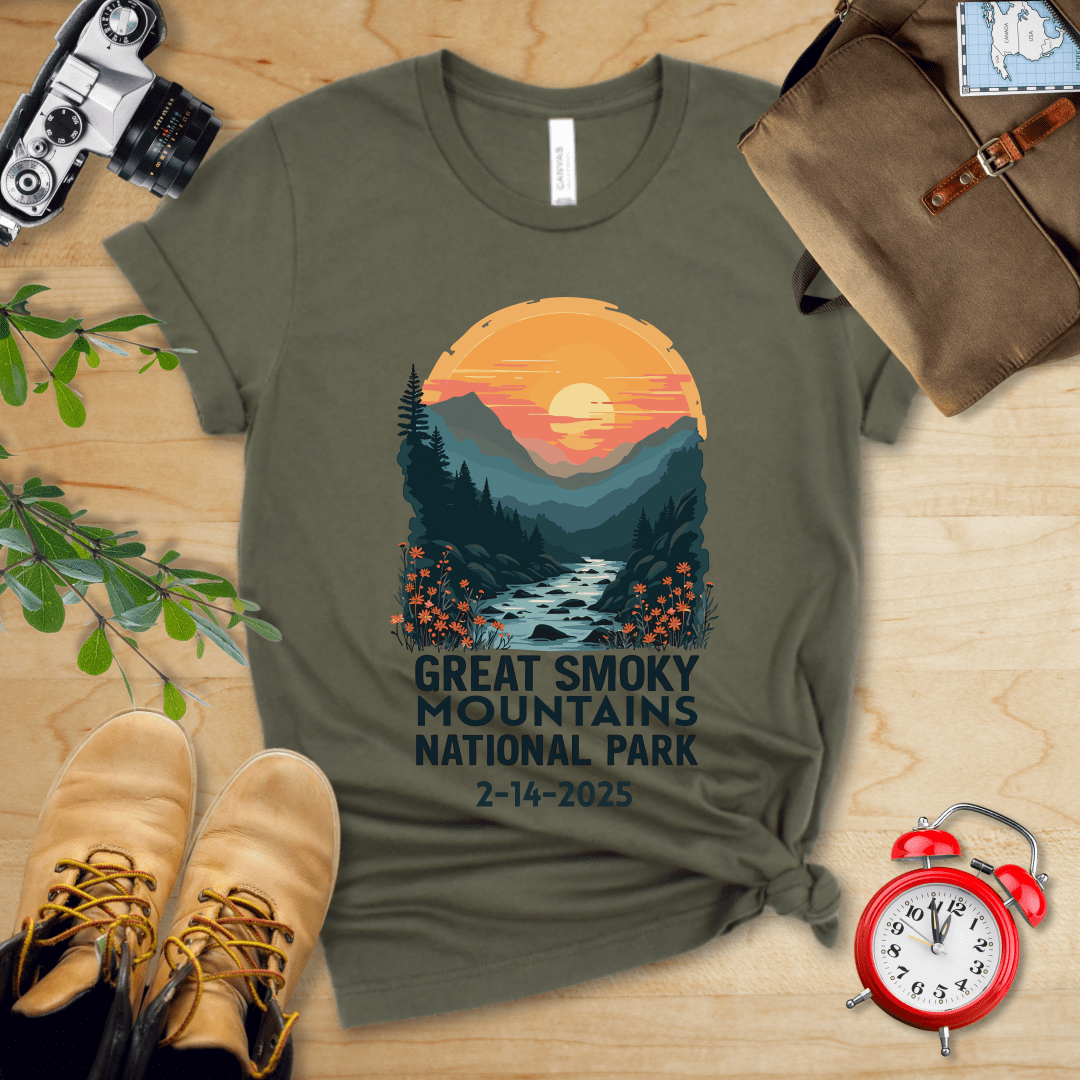 AnywherePOD T-Shirt Military Green / S Great Smoky Mountains National Park Shirt + Personalization