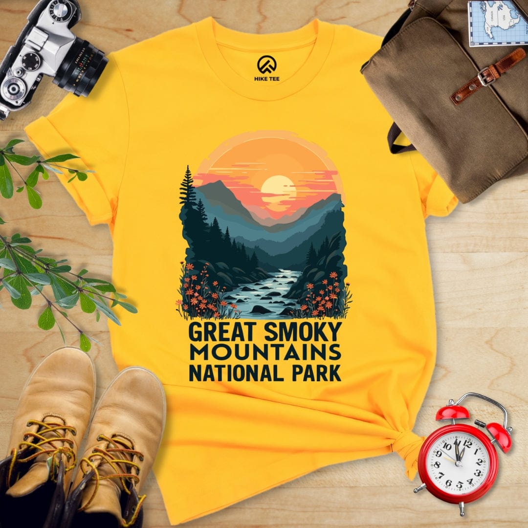 Hike Tee T-Shirt Gold / S Great Smoky Mountains National Park Shirt