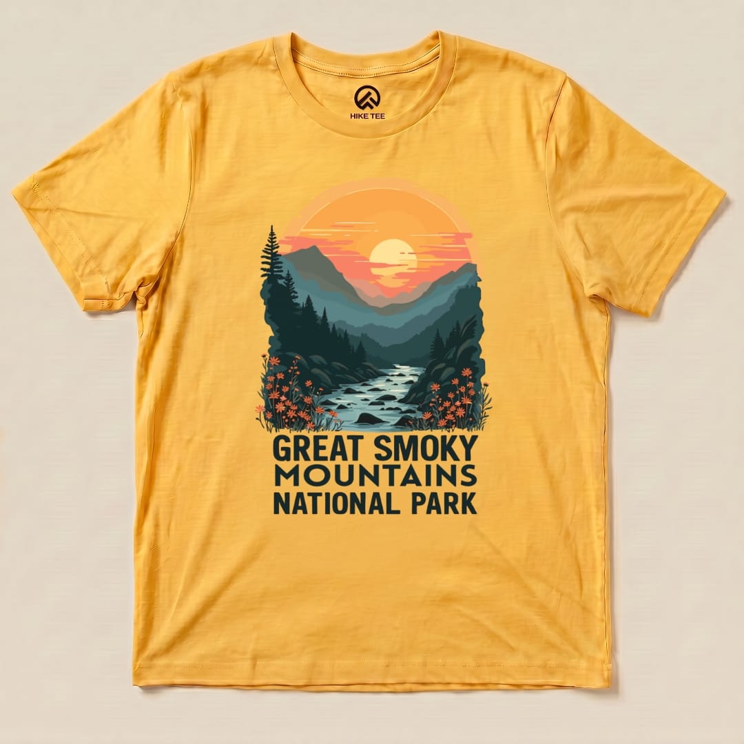 Hike Tee T-Shirt Gold / S Great Smoky Mountains National Park Shirt