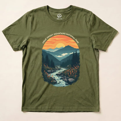 Hike Tee T-Shirt Military Green / S Great Smoky Mountains National Park Shirt