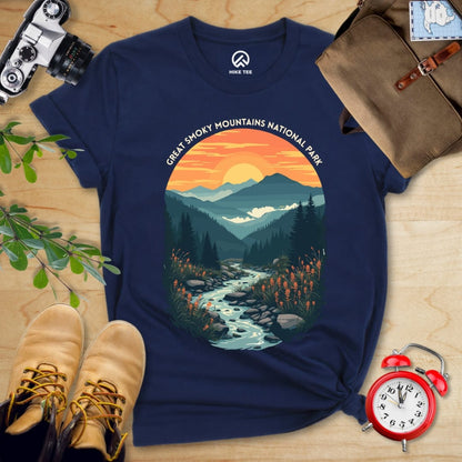 Hike Tee T-Shirt Navy / S Great Smoky Mountains National Park Shirt