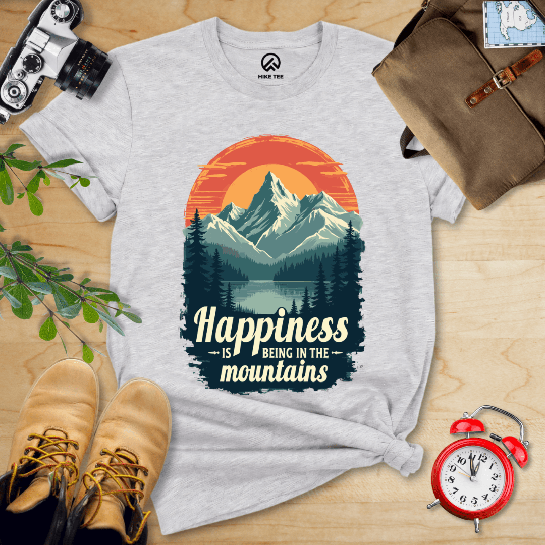 Hike Tee T-Shirt Athletic Heather / S Happiness in Mountains Shirt
