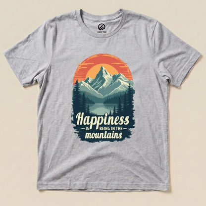 Happiness in Mountains Shirt Hike Tee T-Shirt Athletic Heather / S
