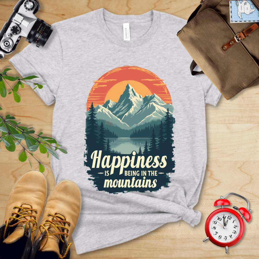 Printify T-Shirt Athletic Heather / S Happiness in Mountains Shirt