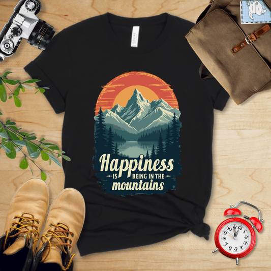 Printify T-Shirt Black / S Happiness in Mountains Shirt