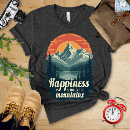 Printify T-Shirt Dark Grey Heather / S Happiness in Mountains Shirt