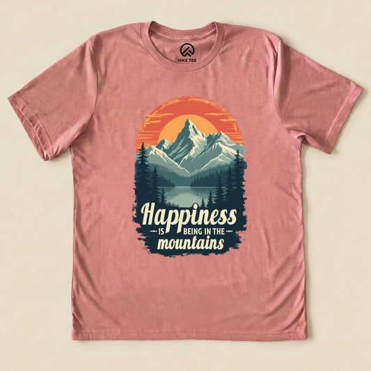 Happiness in Mountains Shirt Hike Tee T-Shirt Heather Mauve / S