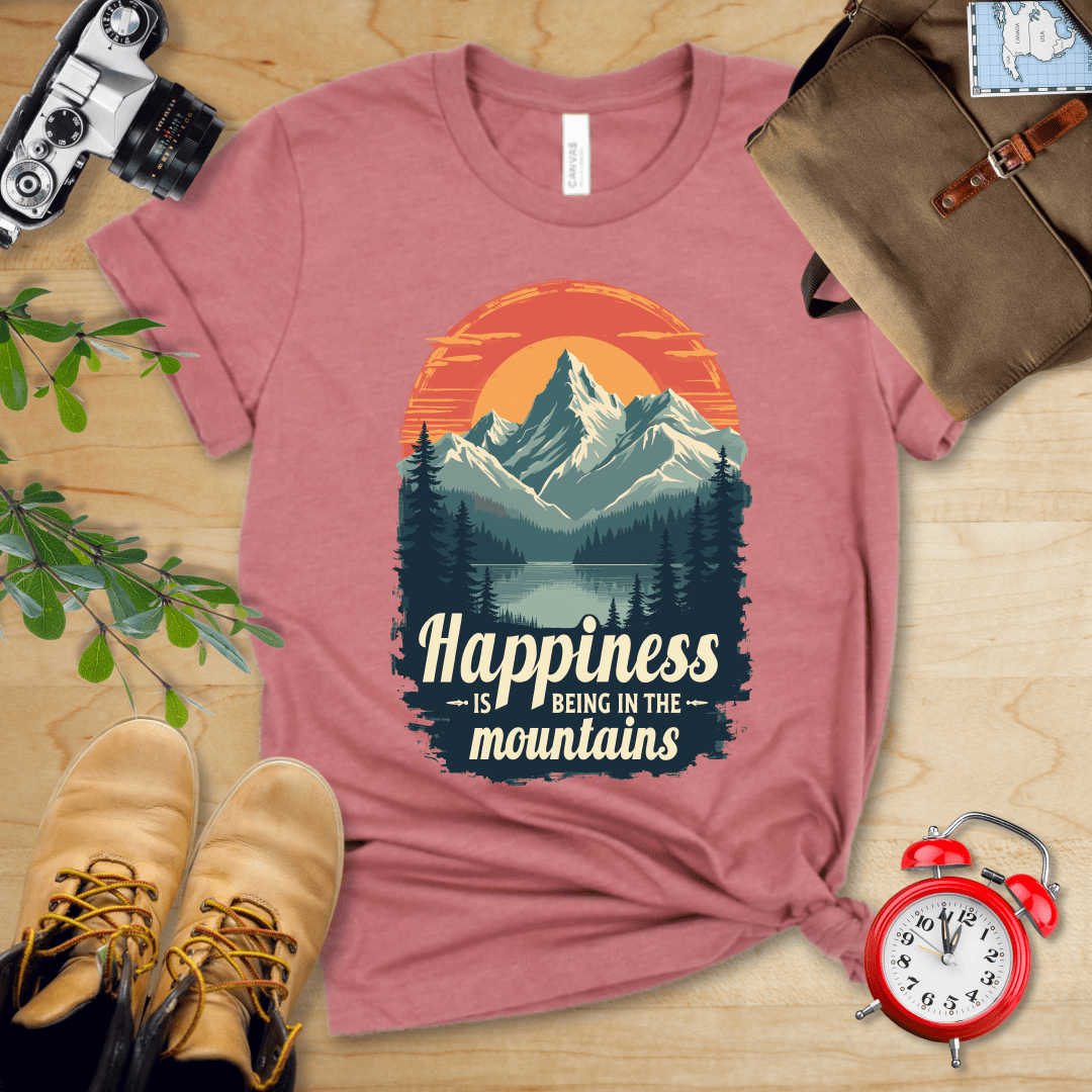 Printify T-Shirt Heather Mauve / S Happiness in Mountains Shirt