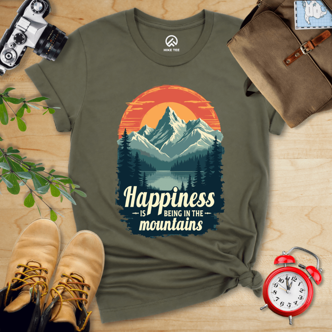 Hike Tee T-Shirt Military Green / S Happiness in Mountains Shirt