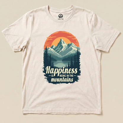 Happiness in Mountains Shirt Hike Tee T-Shirt Natural / S