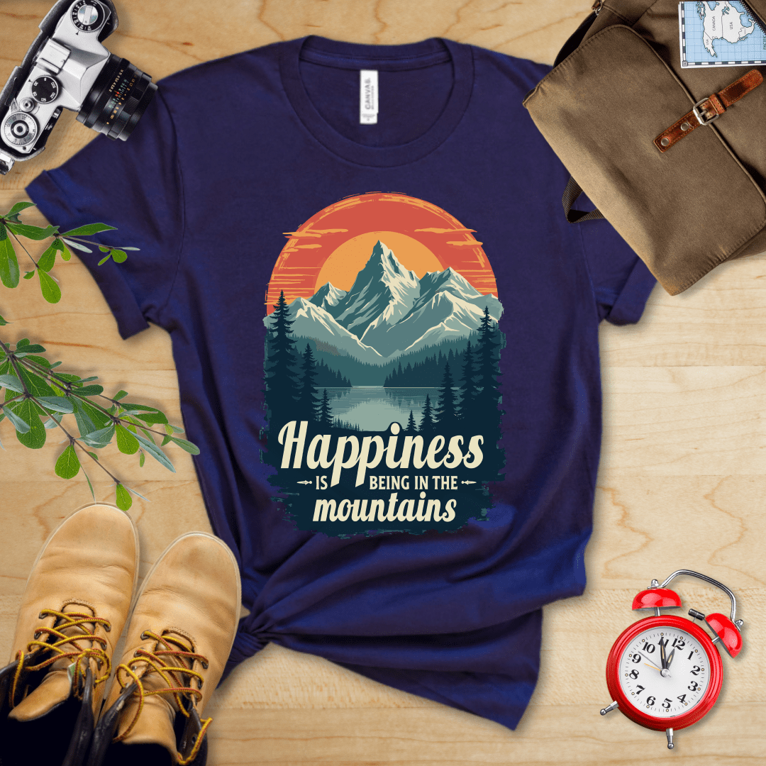 Printify T-Shirt Navy / S Happiness in Mountains Shirt