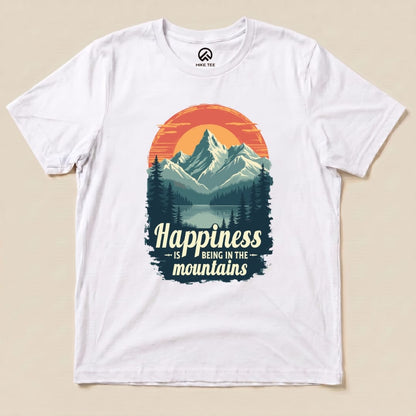 Happiness in Mountains Shirt Hike Tee T-Shirt White / S