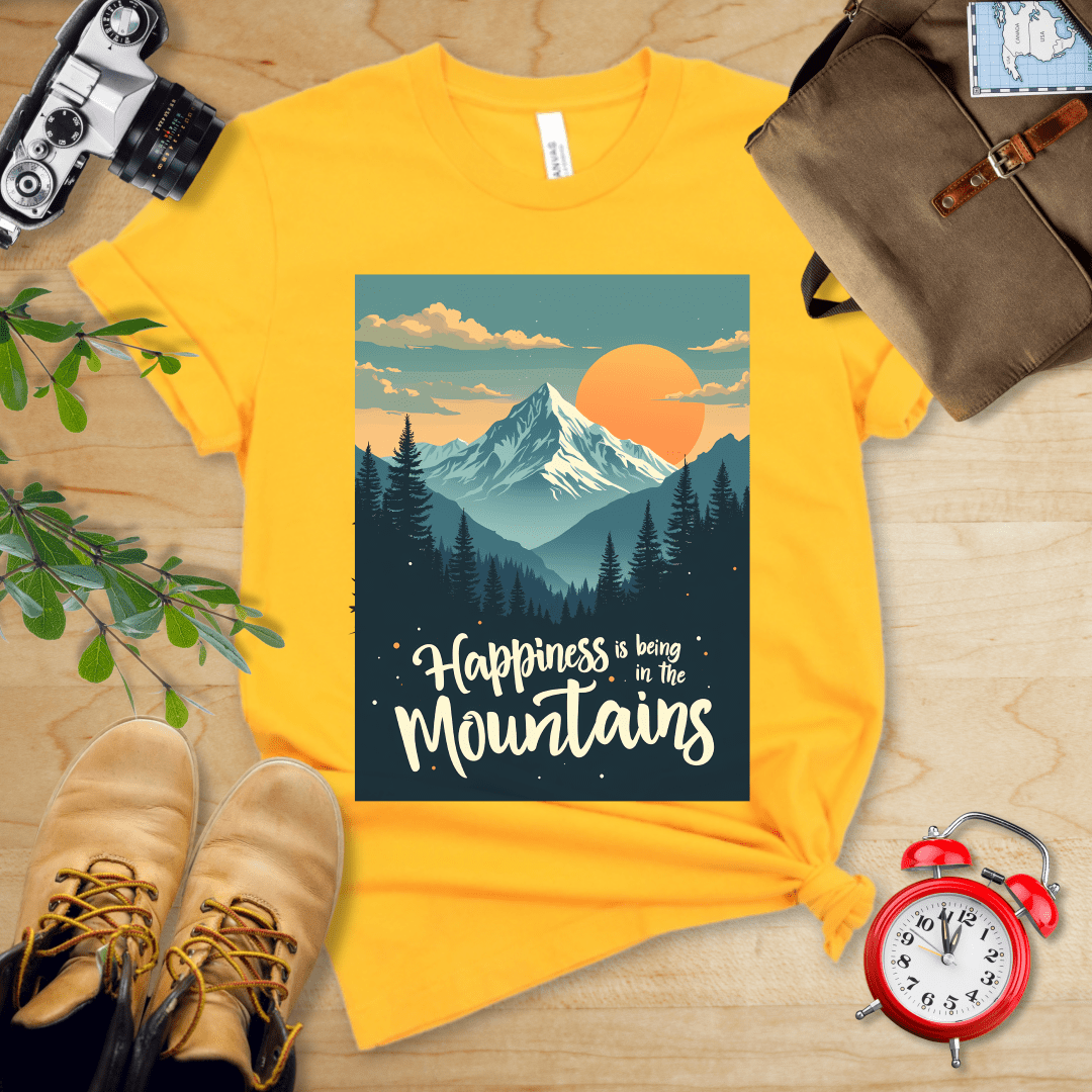 Printify T-Shirt Gold / S Happiness in the Mountains Shirt