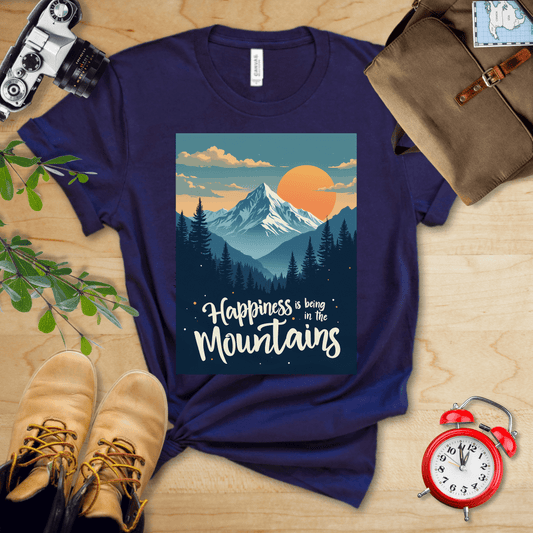 Printify T-Shirt Navy / S Happiness in the Mountains Shirt