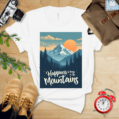 Printify T-Shirt White / S Happiness in the Mountains Shirt