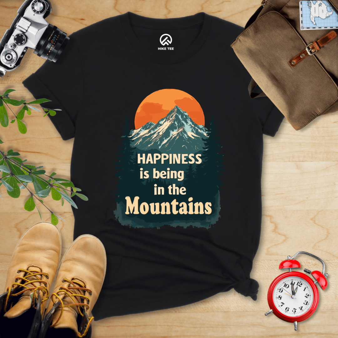 Hike Tee T-Shirt Black / S Happiness is being in the Mountains Shirt