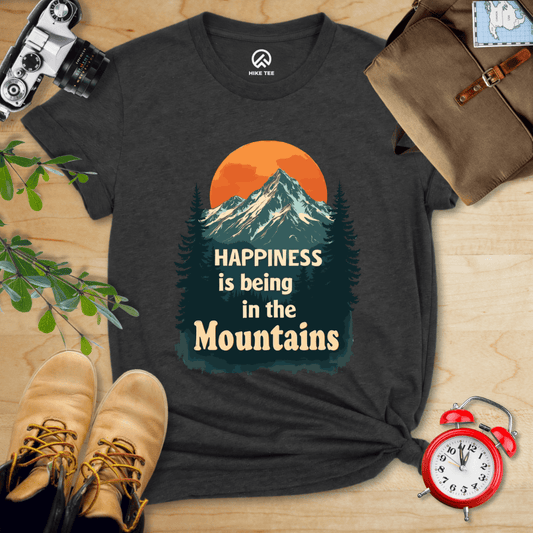 Hike Tee T-Shirt Dark Grey Heather / S Happiness is being in the Mountains Shirt