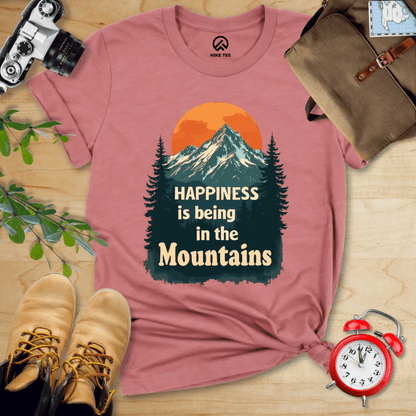 Hike Tee T-Shirt Heather Mauve / S Happiness is being in the Mountains Shirt
