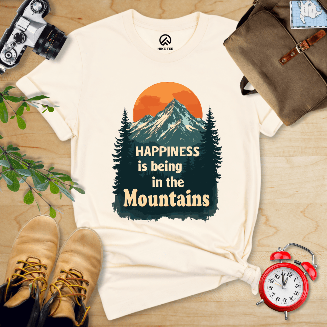 Hike Tee T-Shirt Natural / S Happiness is being in the Mountains Shirt
