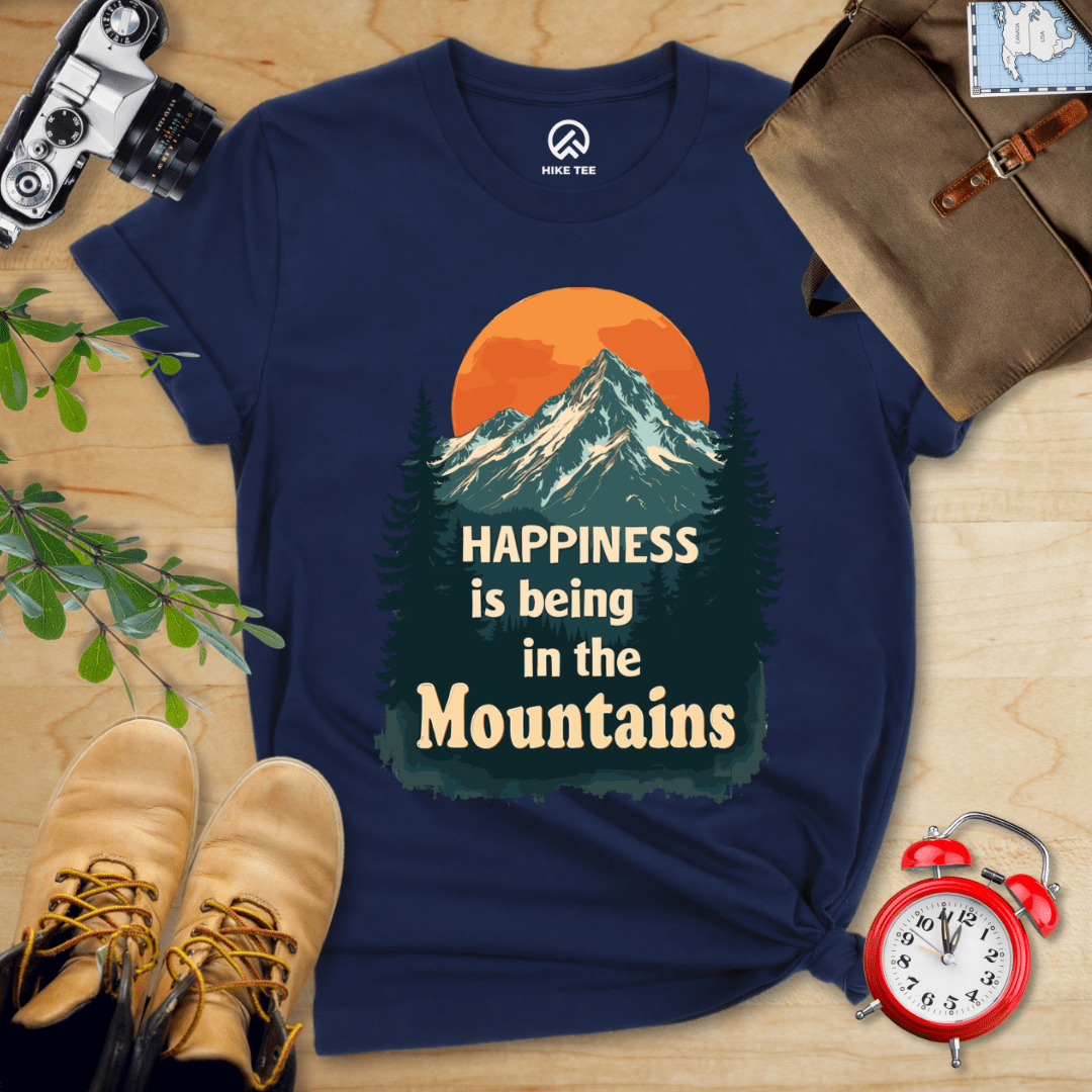 Hike Tee T-Shirt Navy / S Happiness is being in the Mountains Shirt