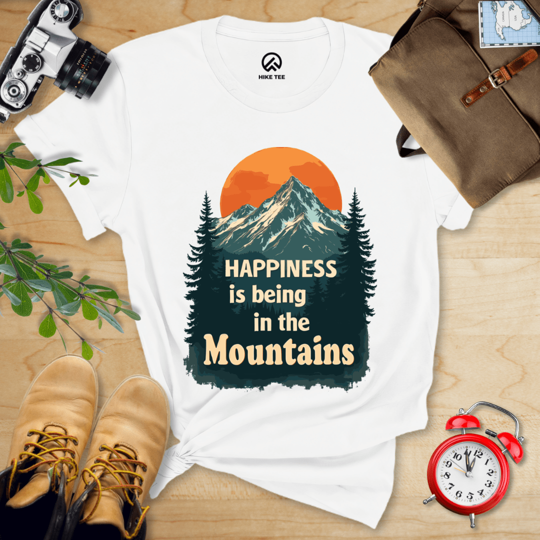 Hike Tee T-Shirt White / S Happiness is being in the Mountains Shirt
