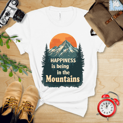 Printify T-Shirt White / S Happiness is being in the Mountains Shirt