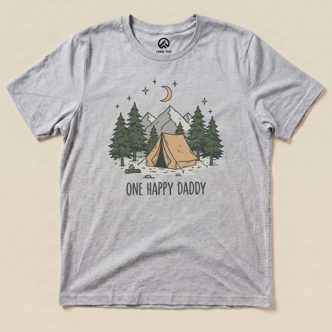 Happy Daddy Camping Shirt Hike Tee T-Shirt Athletic Heather / S