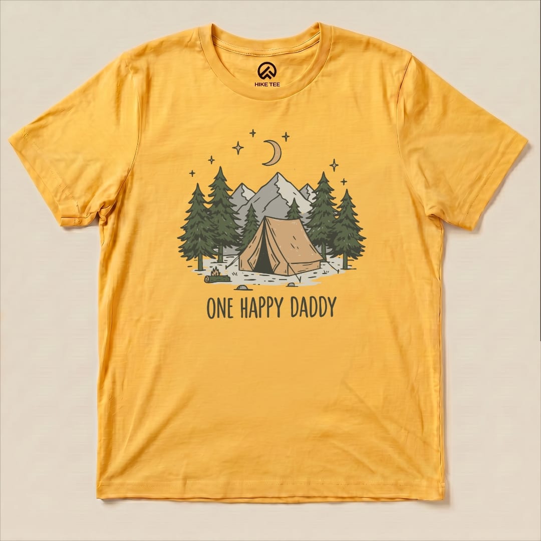 Happy Daddy Camping Shirt Hike Tee T-Shirt Gold / S
