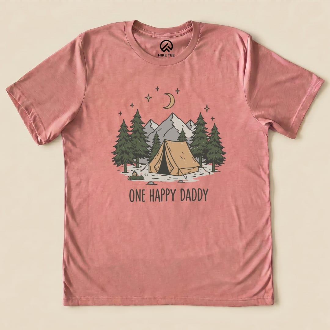 Happy Daddy Camping Shirt Hike Tee T-Shirt Heather Mauve / S