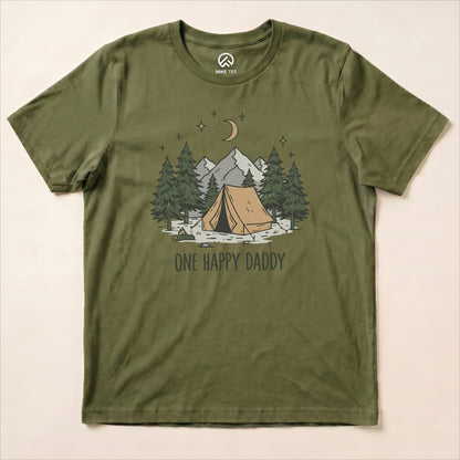 Happy Daddy Camping Shirt Hike Tee T-Shirt Military Green / S