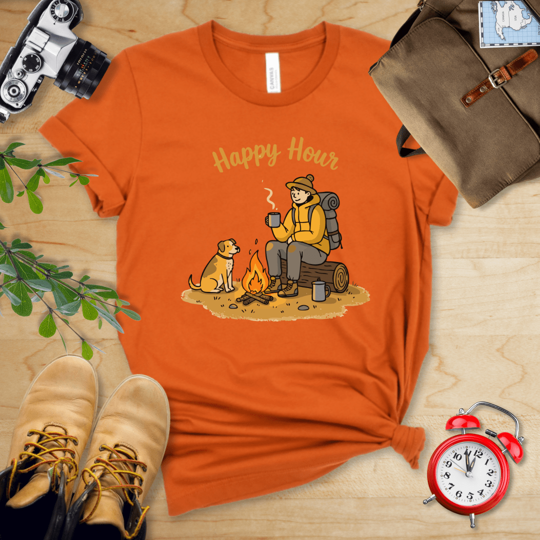 Hike Tee T-Shirt Autumn / S Happy Hour Camping With Dog Shirt