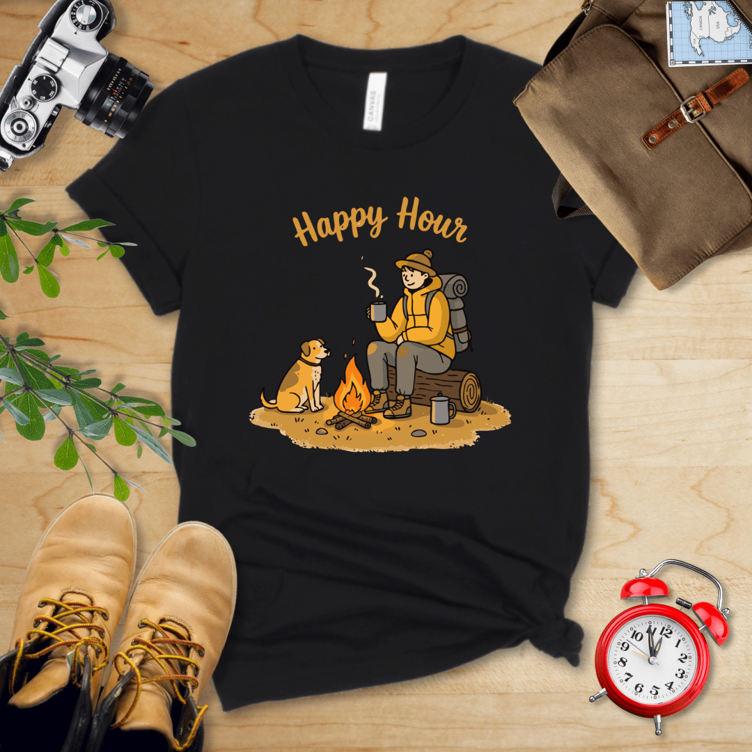Hike Tee T-Shirt Black / S Happy Hour Camping With Dog Shirt