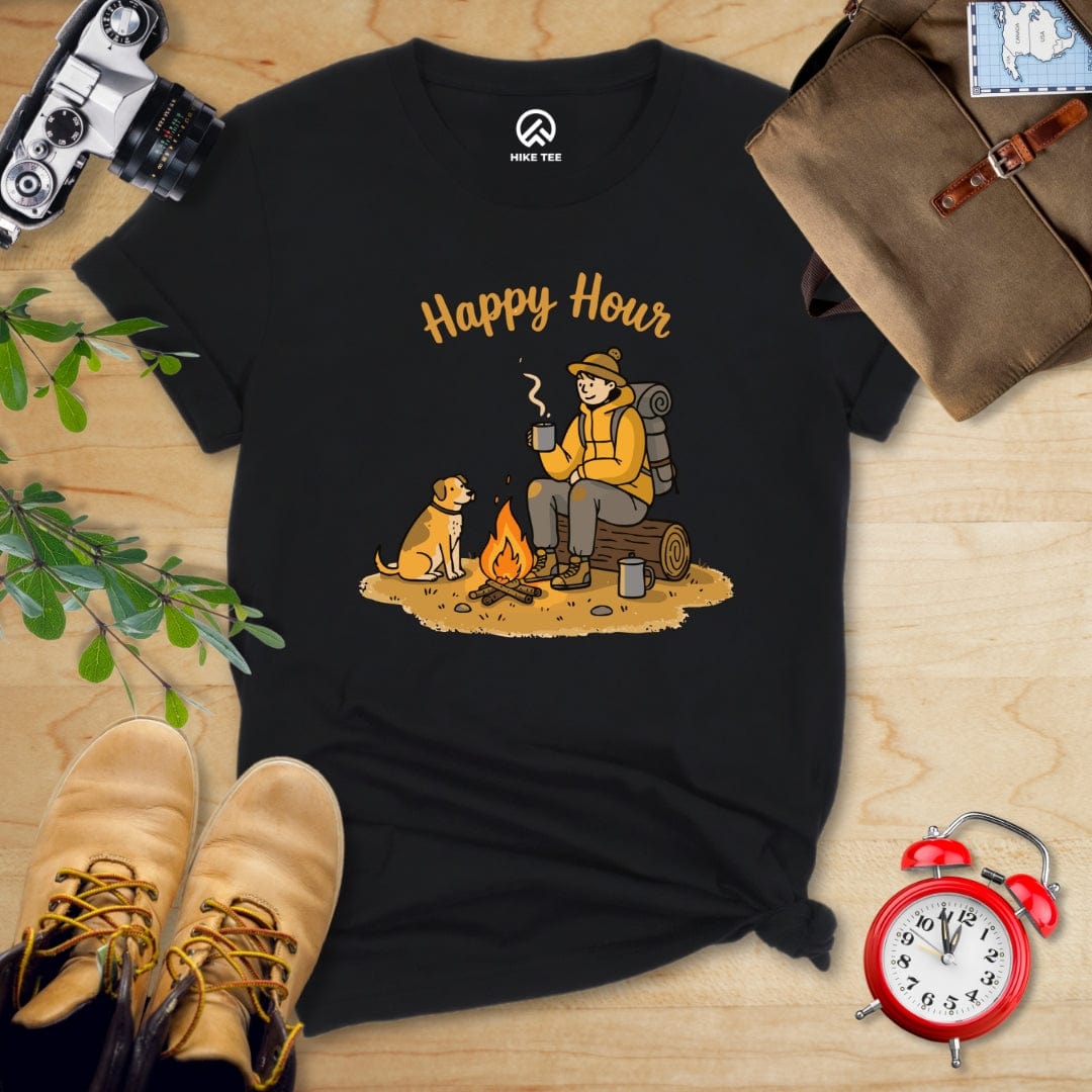 Hike Tee T-Shirt Black / S Happy Hour Camping With Dog Shirt