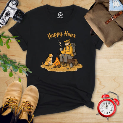 Hike Tee T-Shirt Black / S Happy Hour Camping With Dog Shirt
